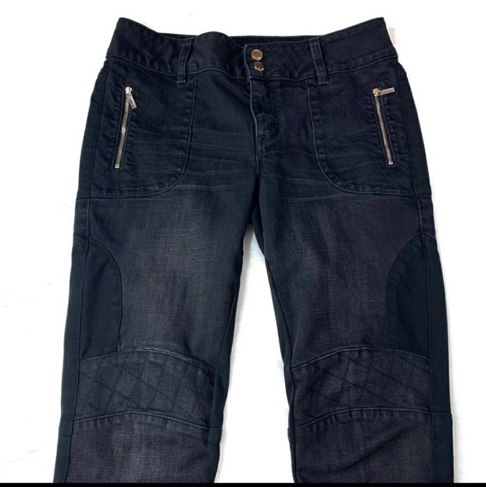 Karen Millen High Rise Black Skinny Moto Jeans - Picture 3 of 5